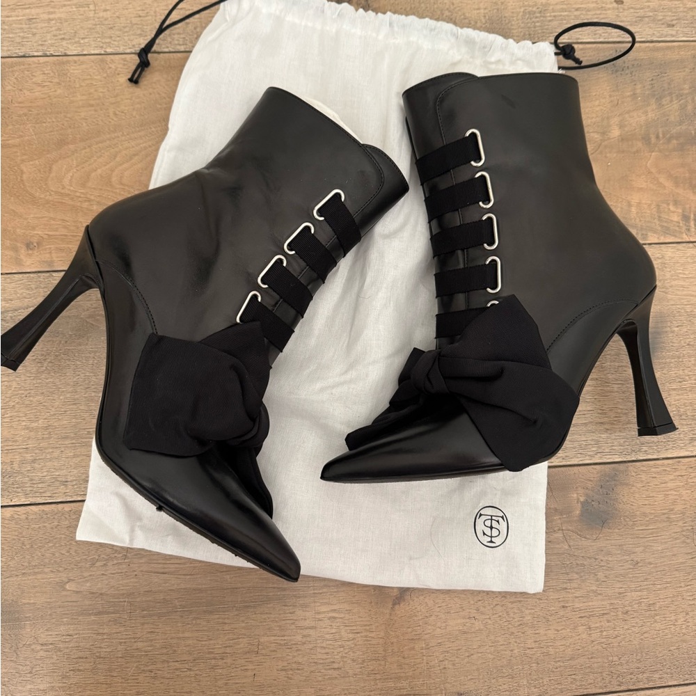 Tabitha Simmons farren bow-embellished leather ankle boots Size 37 - Picture 5 of 7